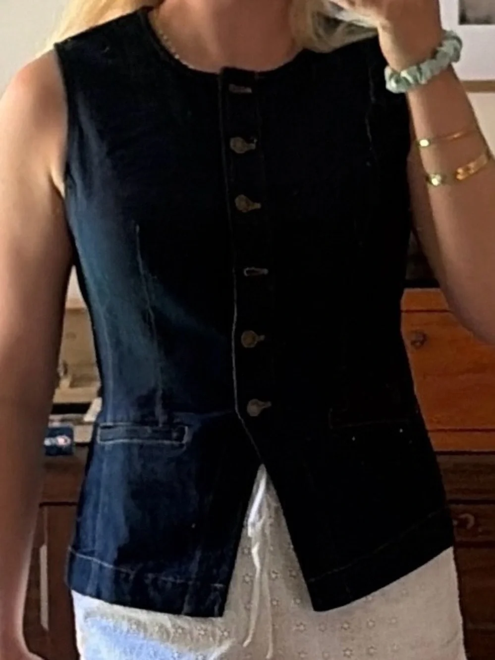 J. Crew Essential Cutaway Denim Vest - Dark Blue NWT